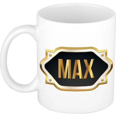 Afbeelding van Max Naam / voornaam kado beker mok met embleem mokken