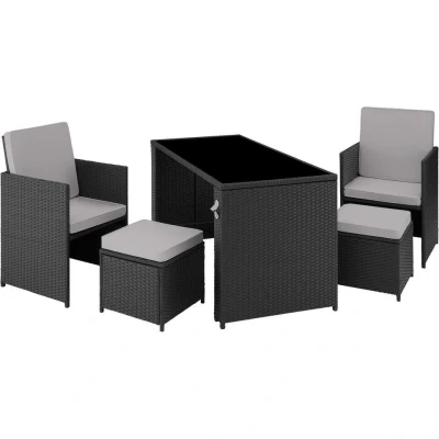 Afbeelding van tectake wicker tuinset Palermo, Stabiel frame zwart / grijs