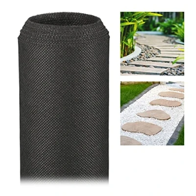 Afbeelding van Relaxdays worteldoek 5 meter onkruiddoek 50 g/m² gronddoek uv bestendig zwart