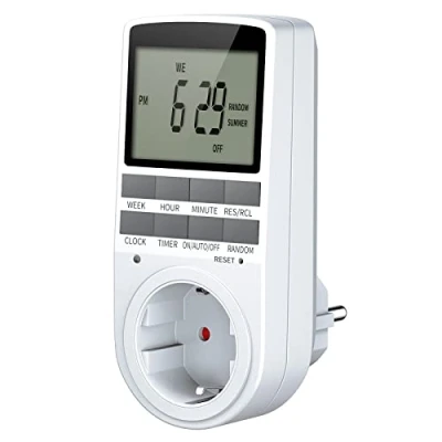 Afbeelding van Timer Stopcontact, Digitale Stopcontact met 10 AAN UIT Programma&#039;s en Willekeurige Modus, Plug in Groot LED Scherm voor Binnenverlichting Huishoudelijke Apparaten, 16A/ 3680W