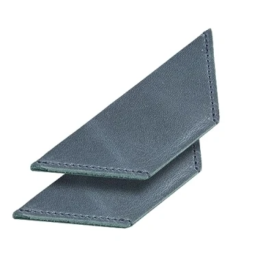 Afbeelding van Londo Echt lederen handgemaakte bladwijzer (set van 2) (blauw, driehoek)