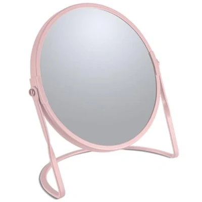 Afbeelding van Make up spiegel Cannes 5x zoom metaal 18 x 20 cm lichtroze dubbelzijdig