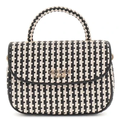 Afbeelding van GUESS Handtas Schoudertas Mirema Top Handle Flap Bag Black Multi Zwart