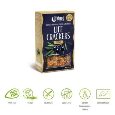 Afbeelding van Lifefood Life crackers olijf 90 g