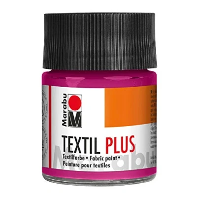 Afbeelding van Marabu 17150005005 Textil Plus framboos 50 ml, volledig dekkende stofverf voor donkere stoffen, geschikt stofschilderen en stofdruk, na bevestiging wasbestendig tot 40 C