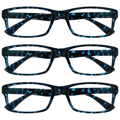 Afbeelding van The Reading Glasses Company Blauwe Schildpadlezers Waarde 3 Pack Mens Womens UVR3092BL +3.00