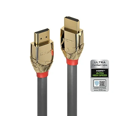 Afbeelding van LINDY 37602 HDMI kabel 2.1 Gold Line High Speed 2 meter met Ethernet, 10k @120Hz 3D 1080p HDCP 2.3 120Hz 144Hz HDR ARC CEC ATC, ATC getest, TV OLED, monitor, Xbox, Blu Ray, Soundbar