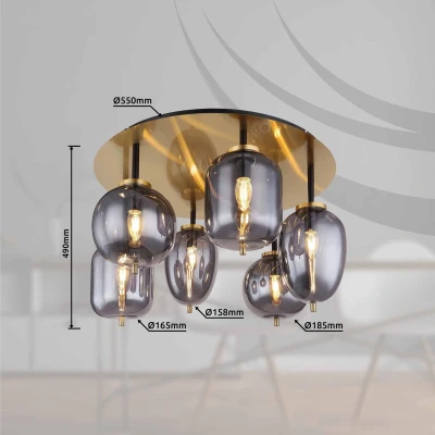 Afbeelding van Globo plafonniere Blacky i messing metaal 65 cm E14 fitting 15345 6DMM