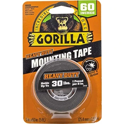 Afbeelding van Gorilla Montagetape voor zwaar gebruik [dubbelzijdig]: 1 in. x 60 (Zwart)
