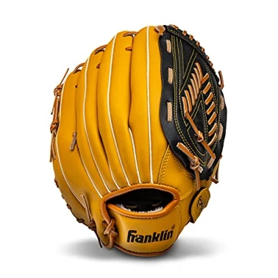 Afbeelding van Franklin Sports Honkbal en softbalhandschoen Field Master Baseball Softbal Mitt, 12.5&quot; Basket Web, Tan