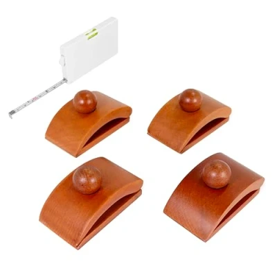 Afbeelding van Katai Quilt klemmen Set van 4, grote, houten wandmontage hangers voor tapijt, tapijt compleet met schroeven en meetlint
