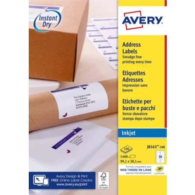 Afbeelding van Etiket Avery J8163 100 99.1x38.1mm wit 1400stuks