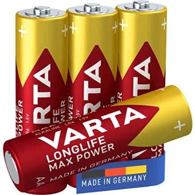 Afbeelding van Varta Longlife Max Power AA Mignon LR6 Batterij (verpakking met 4 stuks) Alkaline Batterijen, ideaal voor speelgoed en dagelijks gebruikte apparaten, meerkleurig