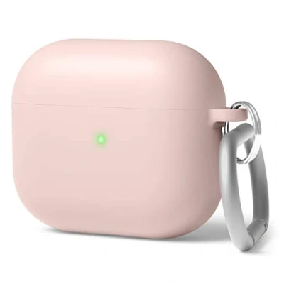 Afbeelding van elago Liquid Hybrid Hoesje met sleutelhanger Compatibel AirPods 3 Case beschermhoes Structuur driedubbele laag bescherming (Lovely Roze)