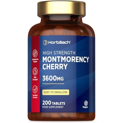 Afbeelding van Montmorency Cherry Capsules 200 Kers Stk Veganistische Hoge Dosering 3600mg Natuurlijk zure Kersen Supplement Horbaach