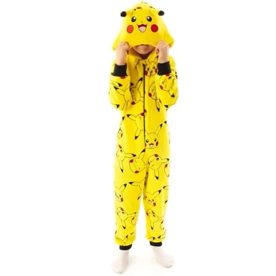 Afbeelding van Pokemon Onesie Boys Pikachu Yellow 3D Oren Kinderen Alles in één Pyjama PJ&#039;s 13 14 jaar