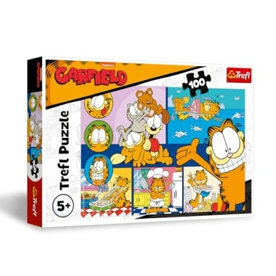 Afbeelding van Trefl Garfield, Luie Garfield Puzzel met 100 Stukjes Legpuzzel de Helden uit Cartoon, Creatief Vermaak, Leuk voor Kinderen vanaf 5 jaar