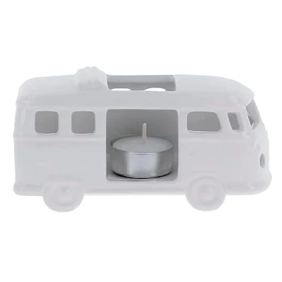 Afbeelding van BRISA VW Collection Volkswagen T1 Bulli bus theelicht kaarsenhouder, tafeldecoratie van keramiek 1:28 (Classic Bus/wit)