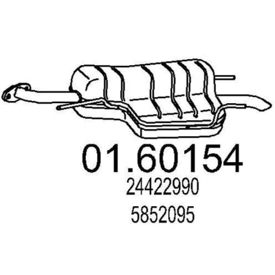 Afbeelding van MTS 01.60154 Einddemper 900mm OPEL: Zafira A (T98) 2.0 DI 16V 1999 2005