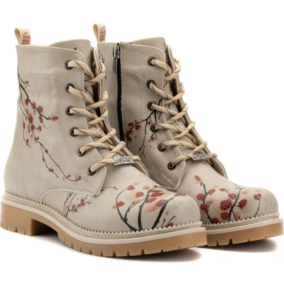 Afbeelding van GOBY Sanko Ankle Boots Laars laarzen Damesboots Dames Enkel Handmade Bloemenprint Maat 41