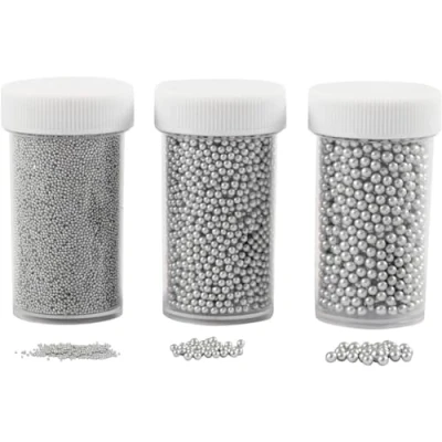 Afbeelding van Creotime Deco mini ronde stenen van glas Zilver 3 Stuks A 45 Gram