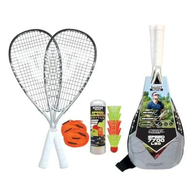 Afbeelding van Talbot Torro Speed badminton set 7700 LED, 2 krachtige grafietcomposiet rackets, 5 windstabiele ballen incl. LED voor het spelen in donker, kourt lijnsysteem, 490127