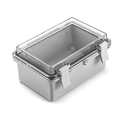 Afbeelding van QWORK® industriële behuizing, waterdicht IP65 ABS kunststof behuizing met PC transparant deksel, schakelkast aansluitdoos verdeelkast lege 150x100x70mm