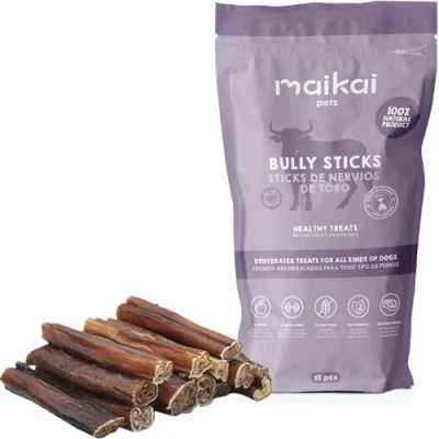 Afbeelding van MAIKAI hondensnacks gedroogde Bullepees 10 stuks 100% natuurlijke snacks BARF dieet vetarme botten lekkernijen voor honden (Set van 10)