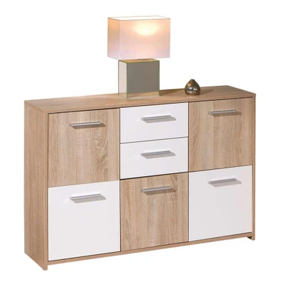 Afbeelding van Leen Bakker Dressoir Elvezia 77x115x30cm Dressoirs Wit Melamine