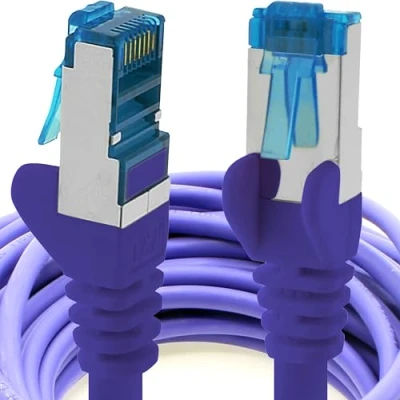 Afbeelding van 10 m CAT6a Ethernet Cable Gigabit LAN Netwerkkabel RJ45 paars 1 stuk CAT 6a Kabel Patchkabel 10000 Mbit s SFTP PIMF 500 MHz