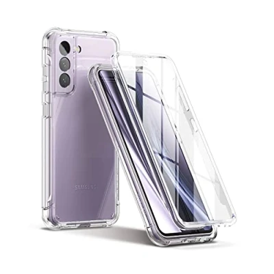Afbeelding van SURITCH Beschermhoes voor Samsung S21 FE 360 graden, transparant, schokbestendig, siliconen, ultra hybrid, integraal, krasbestendig, volledige bescherming Galaxy 5G 6,4 inch