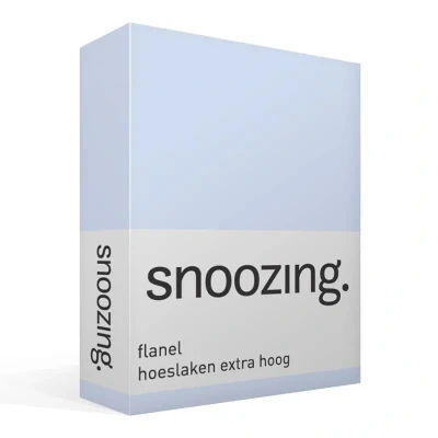 Afbeelding van Snoozing Flanel Hoeslaken Extra Hoog Tweepersoons 120x200 cm Hemel
