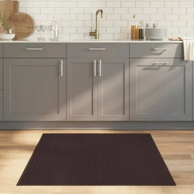 Afbeelding van Vloerkleed vierkant 100x100 cm bamboe donkerbruin