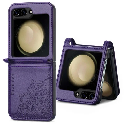 Afbeelding van Samsung Galaxy Z Flip 5 Hoesje Kunstleder iMoshion Bookcase Paars Telefoonhoesje
