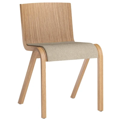 Afbeelding van Audo Copenhagen Ready eetkamerstoel naturel eiken, zitting Bouclé 02