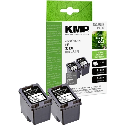 Afbeelding van KMP Inktcartridge vervangt HP 301XL, CH563EE Compatibel 2 pack Zwart H75D 1719,4021