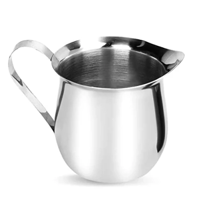 Afbeelding van Rolin Roly 1 stuk 240 ml roestvrij staal Bell Creamer Pitcher mini melkkannetje perfect voor cappuccinosaus, espressomachines en koffie (240 ml)