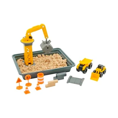 Afbeelding van CAT Bouwplaatsvoertuigen voor kinderen, speelgoed, Dig N&#039; Build bouwplaats, speelset met 340 gram zandmengsel en opbergcontainer, kinetisch zand bouwplaatsen, zandspeelgoedset &amp; cadeaus vanaf 3 jaar