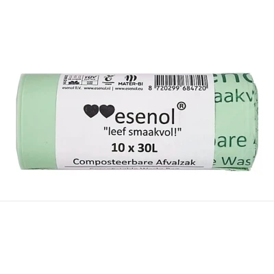 Afbeelding van Leef Smaakvol Esenol Composteerbare afvalzakken 30 liter 1 rol van10st