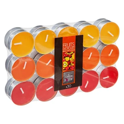 Afbeelding van Atmosphera Geurkaars waxinelichtje 30 ST tropisch fruit 3,5 uur
