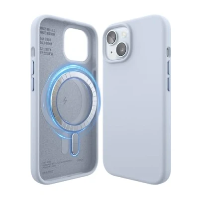 Afbeelding van elago Magnetische Silicone Hoesje Compatibel met iPhone 15 Case, MagSafe Alle Accessoires, Ingebouwde Magneten, Premie Siliconen [5 Laags Structuur] (Licht Blauw)