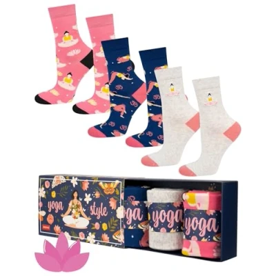 Afbeelding van soxo Yoga Warmte Sokken Dames Cadeau Voor Vrouwen Happy Socks Geschenkdoos 35 40 3 Paar