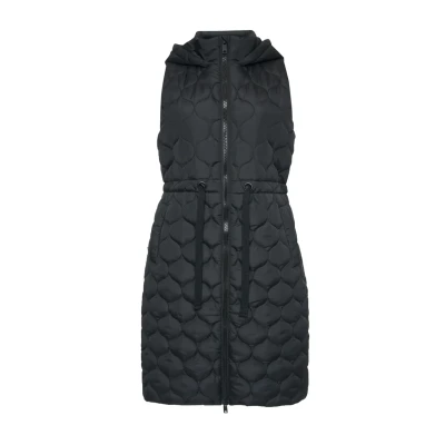 Afbeelding van Threadbare Lange Crush Quilted Bodywarmer, Dames, Maat: 38, Schwarz