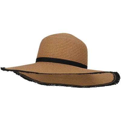 Afbeelding van Zomerhoed dames Rieten Strandhoed Camel One Size Zonnehoed Strohoed