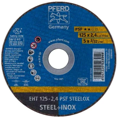 Afbeelding van Doorslijpschijf recht 125 mm 22.23 Pferd Psf Steelox 61721122 25 stuks