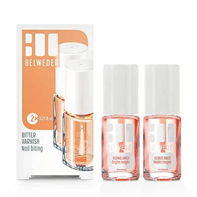 Afbeelding van BELWEDER x2 Bitter Nail Biting Polish 2 x 7,5 ml tegen nagelbijten bittere smaak 48 uur transparant afschrikkend en beschermend