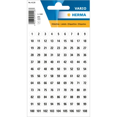 Afbeelding van 10x Herma Getallen 8 mm 1 540 papier wit zwart 5 vellen