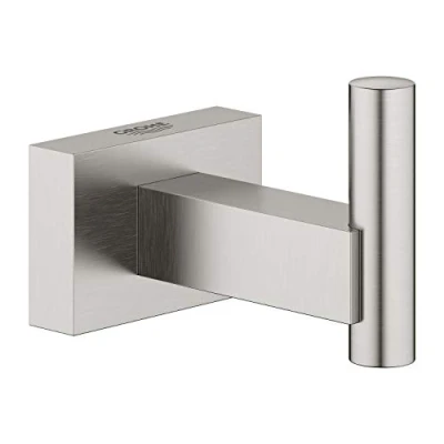 Afbeelding van Grohe essentials cube handdoekhaak met 1 haak messing hxd 43x60mm kleur supersteel 40511dc1