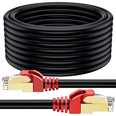 Afbeelding van MutecPower 30m CAT 7 Buitengebruik, Waterdicht, Weerbestendig RJ45 Ethernet netwerkkabel SFTP 600 Mhz Zwart 30 meter met kabelbinders en clips