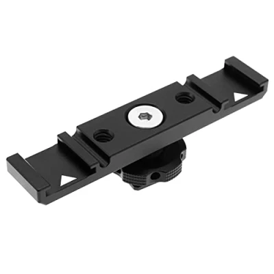 Afbeelding van eMagTech Hot Schoen Adapter Camera Dual Koude Mount Beugel Aluminiumlegering Extension Bar voor Microfoon Flash LED Verlichting Monitoren 1/4 &quot;Draad Gat